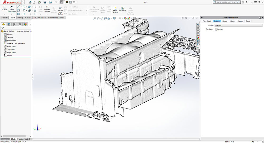 Beleuchtungsoptionen in Point Clouds for SolidWorks