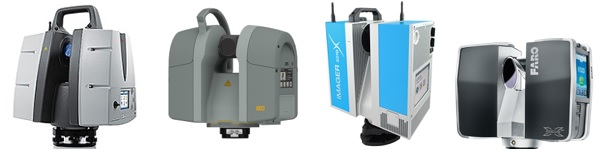 Terrestrial Leica, Trimble, Z+F and FARO laser scanners