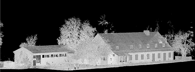 Gesamtpunktwolke der Fassade, aufgenommen mit dem FARO Focus3D S120.
