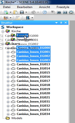 Scans in Cluster verschieben