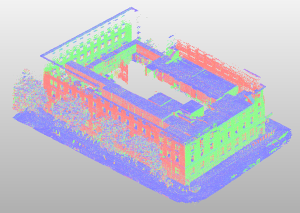Gebäude der Hochschule Technik Stuttgart erfasst mit dem GeoSLAM ZEB-Revo Rt+CAM