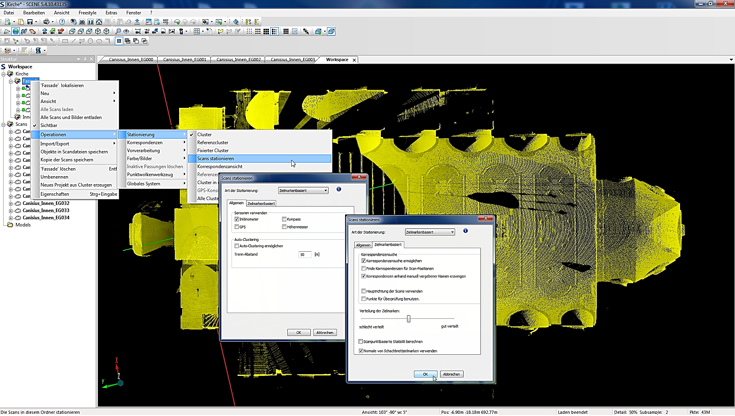 Stationierung der Scans in FARO Scene