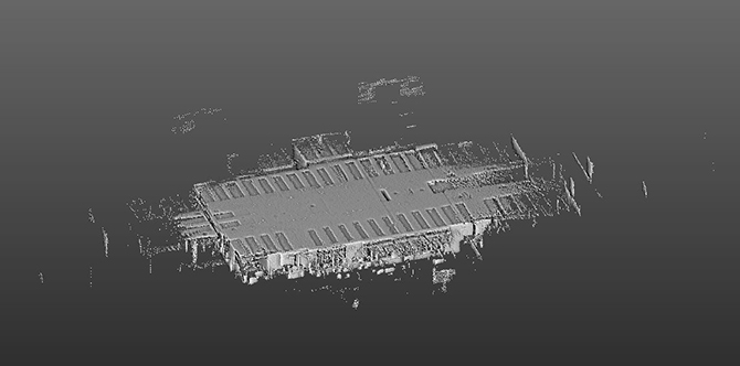 Punktwolke der Scan-Rundgänge 1 – 4 in Trimble Realworks.