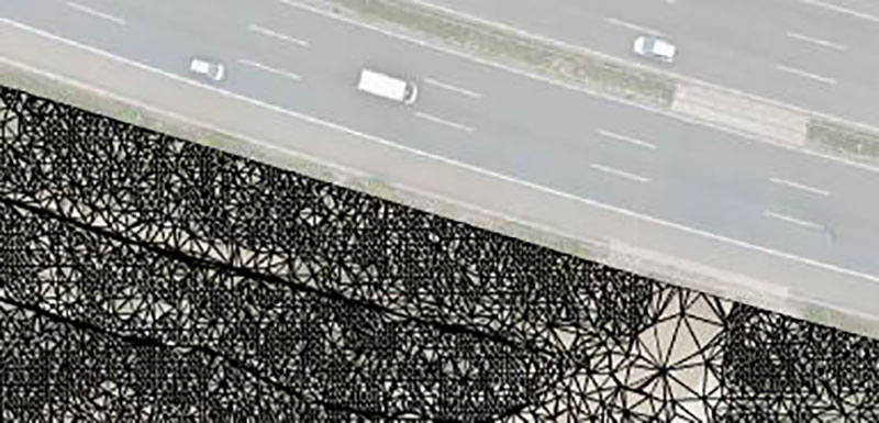 Triangular meshing with orthophoto