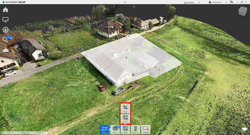 Umgebung des selektierten Punktwolkenbereichs in Autodesk ReCap ausblenden