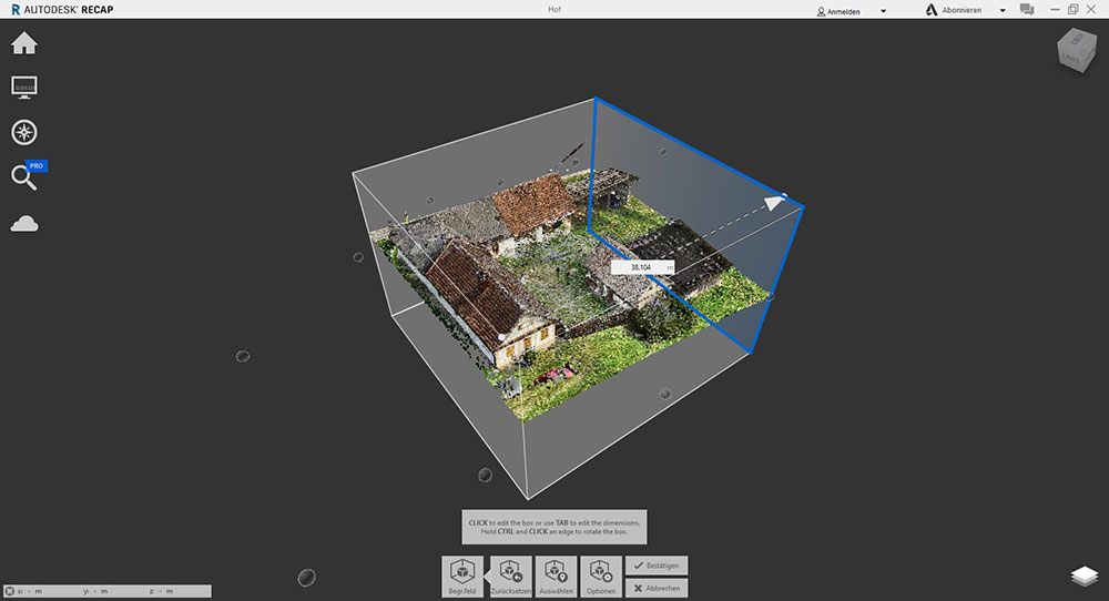Punktwolke in Autodesk ReCap beschneiden