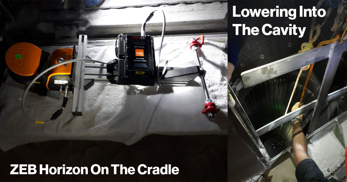 GeoSLAM ZEB Horizon & cradle for scanning a cavity