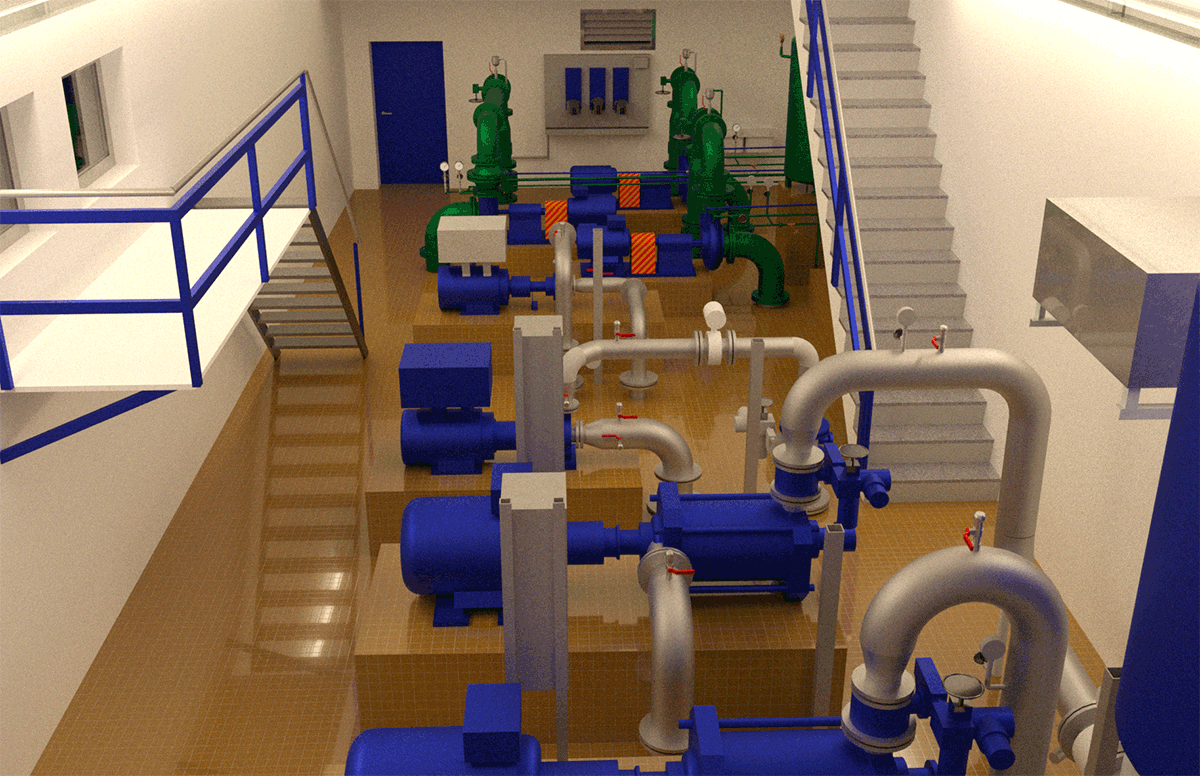 Bestandsmodellierung eines Pumpenraums im Wasserwerk Überlingen am Bodensee 2