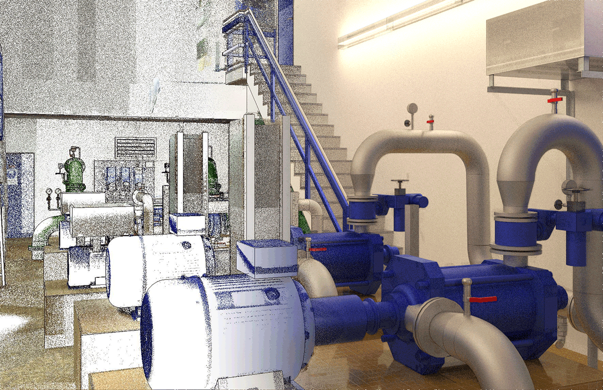 Bestandsmodellierung eines Pumpenraums im Wasserwerk Überlingen am Bodensee 1