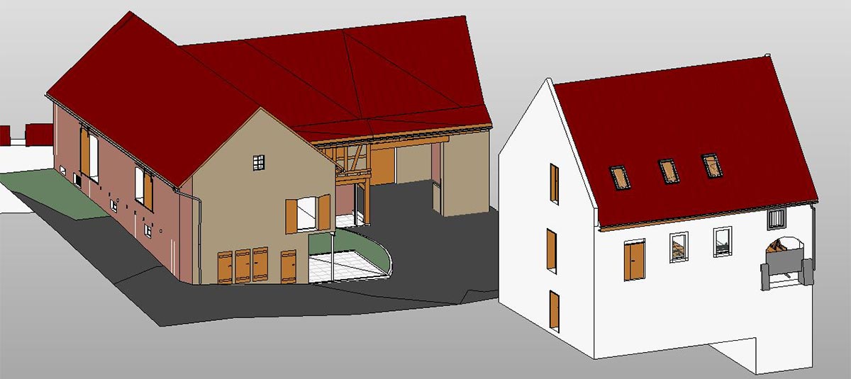 Bestandsmodellierung einer alten Scheune und Wassermühle Header