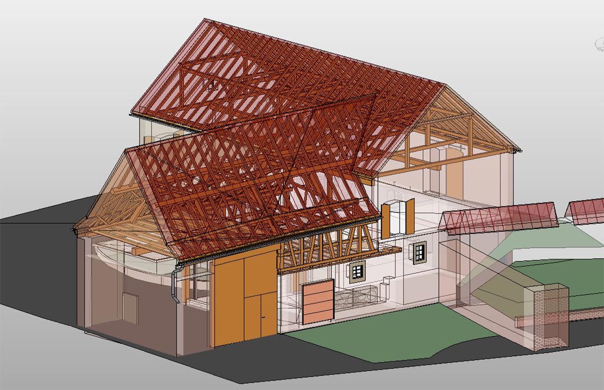 Bestandsmodellierung einer alten Scheune und Wassermühle 2
