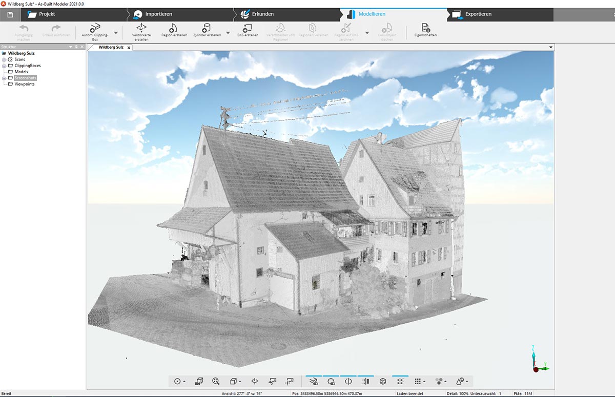Bestandsmodellierung eines alten Wohnhauses mit Scheune Header 2