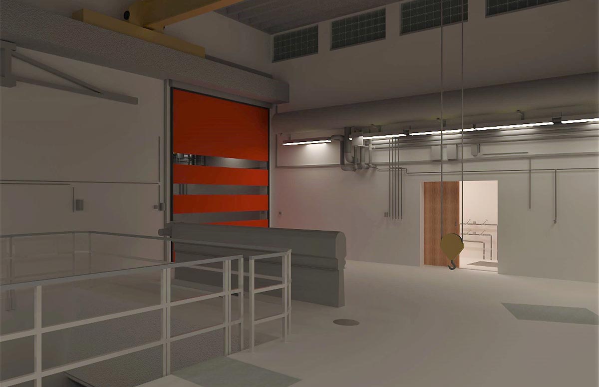 3D-Modell Regenüberlaufbecken, Rechenhalle, Sandfanggebäude und Dükerhalle 3