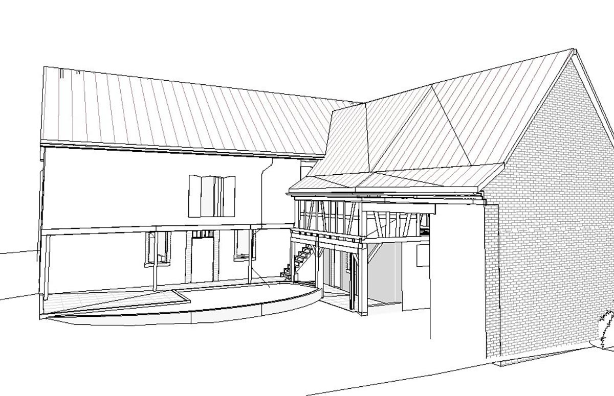 Bestandsmodellierung einer alten Scheune und Wassermühle 4