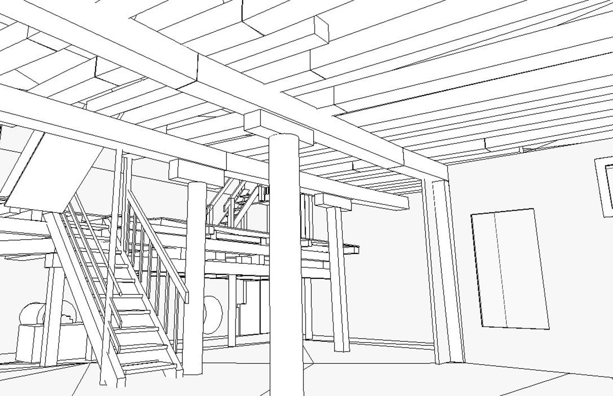 Bestandsmodellierung einer alten Scheune und Wassermühle 6