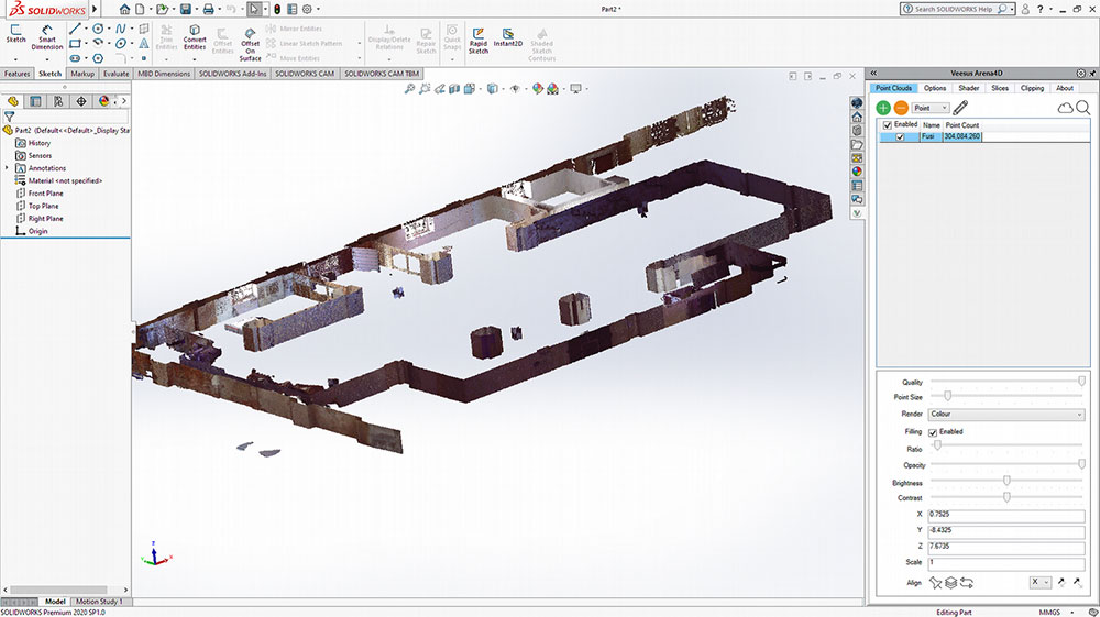 Horizontaler Schnitt in Point Clouds for SolidWorks
