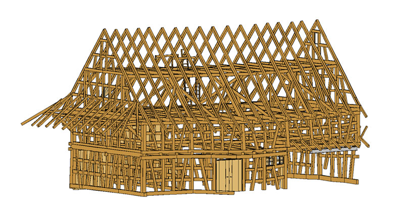 Fig. 2: Barn frame consisting of beams and pillars
