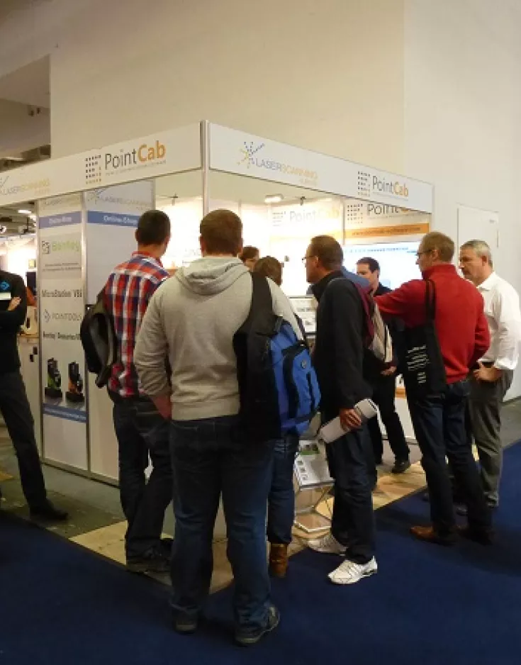 Zahlreiche Besucher zeigten reges Interesse für die Angebote der Laserscanning Europe GmbH.