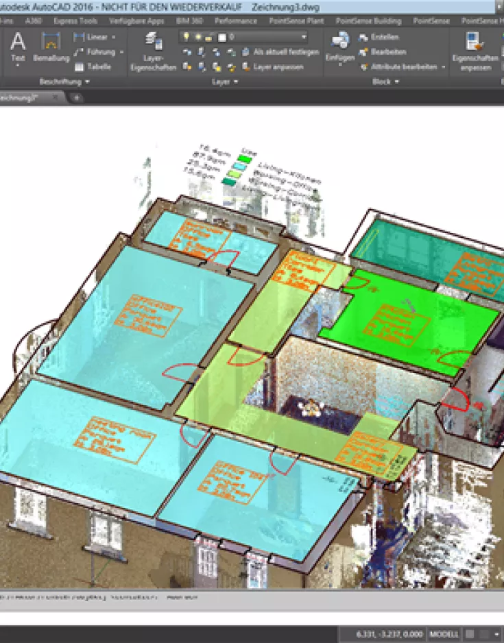 Gebäude aus PointSense in AutoCAD
