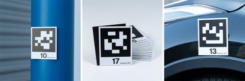 Set aus 20 magnetischen AprilTags für gewölbte Oberflächen