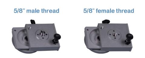 Overhead adapter with 5/8" male thread and 5/8" female thread