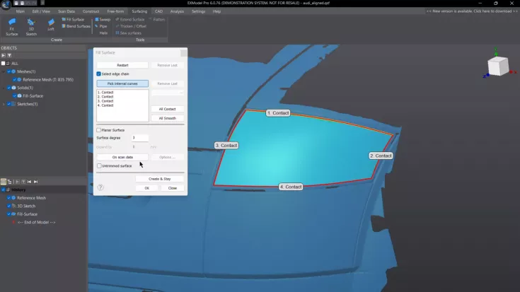 EXModel Flächengenerierung