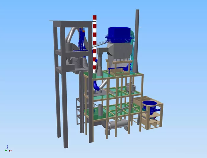 Modelliertes 3D-Modell der Zykloninstallation