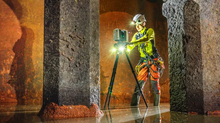 Terrestrischer Scanner Bergbau mit Licht