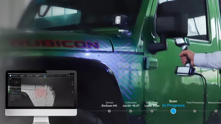 EinScan HX Scanprozess am Auto