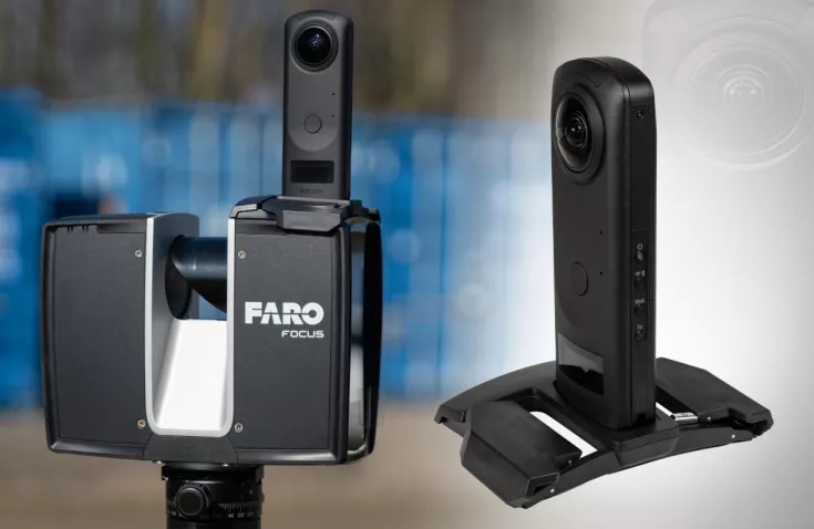 Ricoh Theta Z1 panocam used on top of FARO Focus scanner