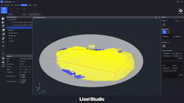 Lixel Studio Volumenberechnung Auswahl